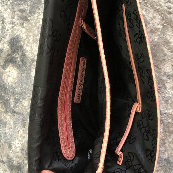 BCBG Light Pink Faux Snakeskin Envelope Clutch - Picture 8 of 13